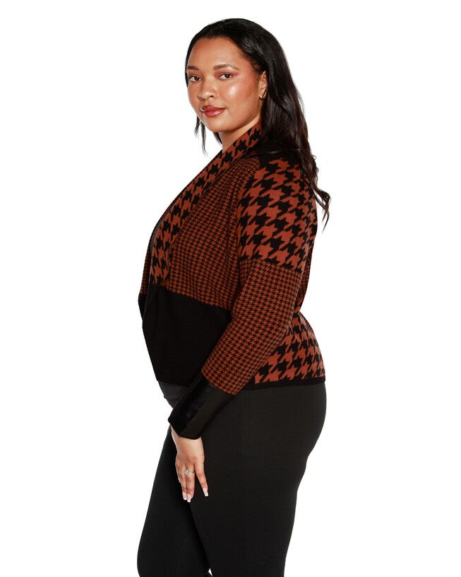 Plus Size Chain Detail 3/4-Sleeve Sweater, , alternate image number null