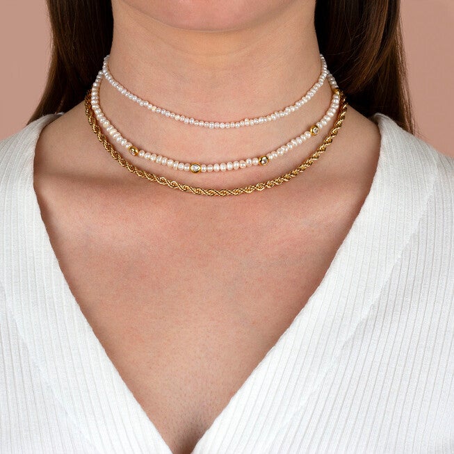 Tiny Pearl Choker Pearl White One Size, Pearl White / White, alternate image number null