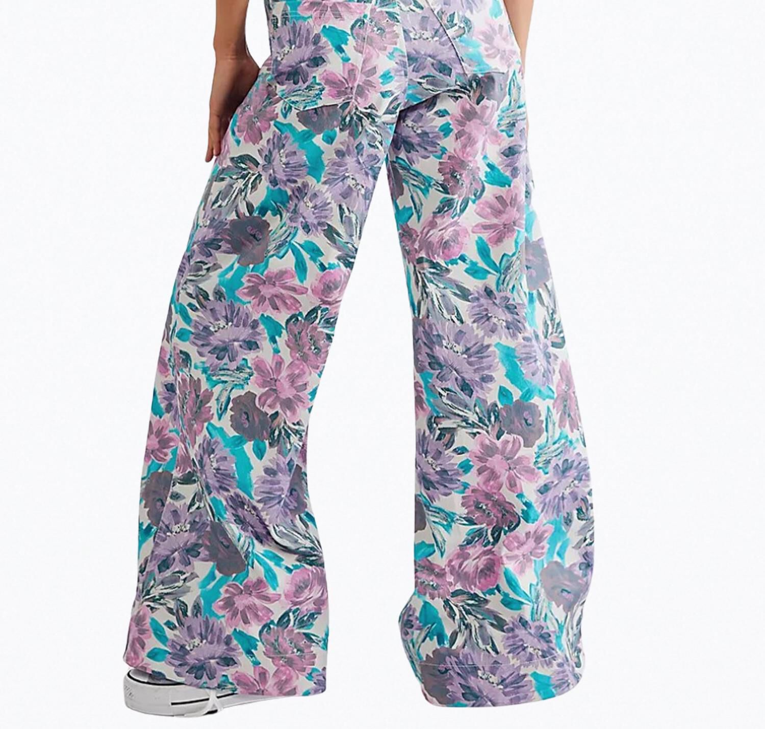 TAMARA WIDE LEG PANT IN PURPLE, Purple / Light Blue, alternate image number 1
