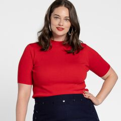 Marie Merino Mock Neck Red