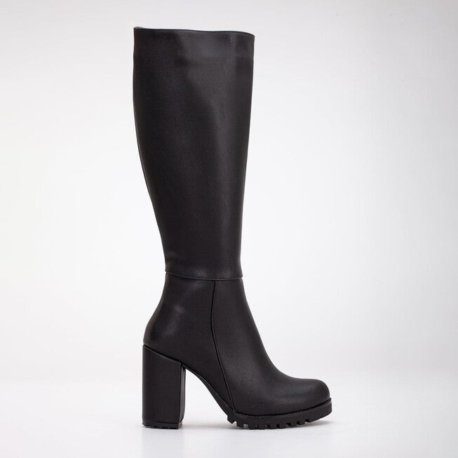 ALIZE - BLACK WIDE CALF PLATFORM BOOTS, BLACK / Black, hi-res image number 0