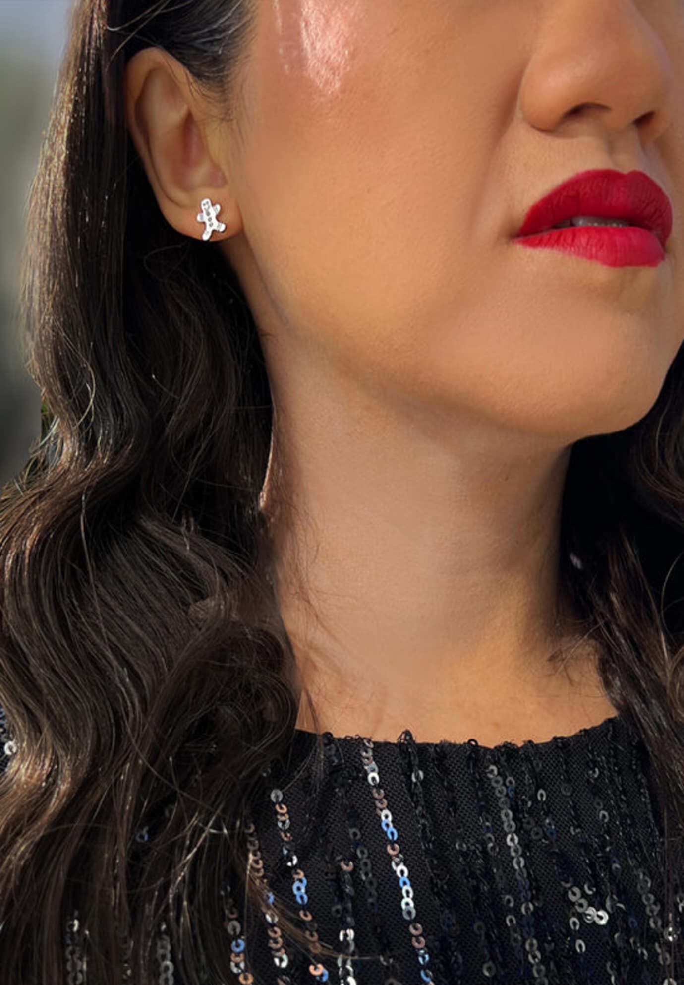 GINGERBREAD Stud Earrings, Silver / Silver, alternate image number 3