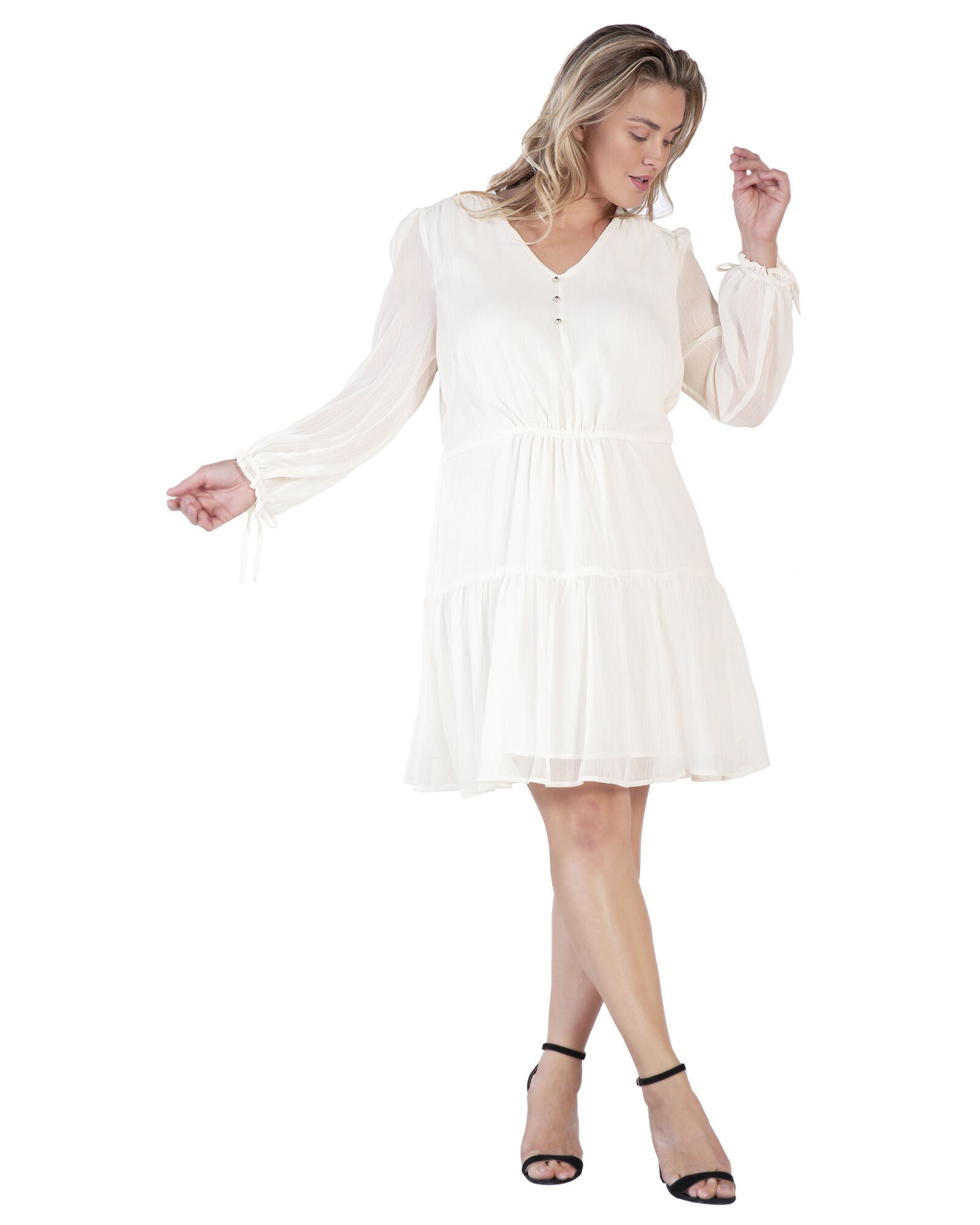 Plus Size Blair Chiffon Long Sleeve Tiered Prairie Mini Dress, , alternate image number 7