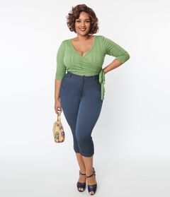 Unique Vintage Denim Bengaline Capris
