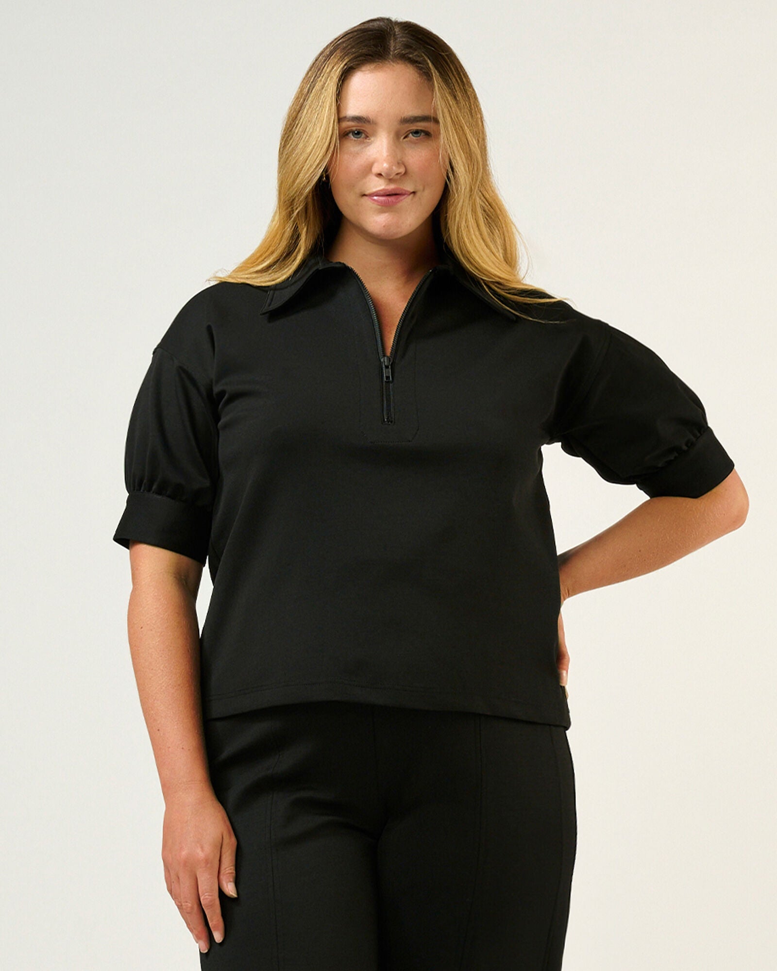 Jolene Short Sleeve Relaxed Top, Black / Black, hi-res image number 0
