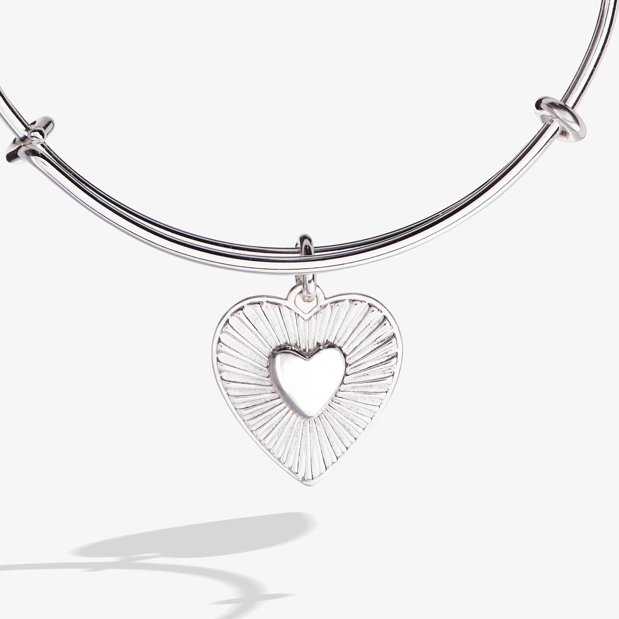 Heartburst Charm Bangle, Silver / Silver, alternate image number 1