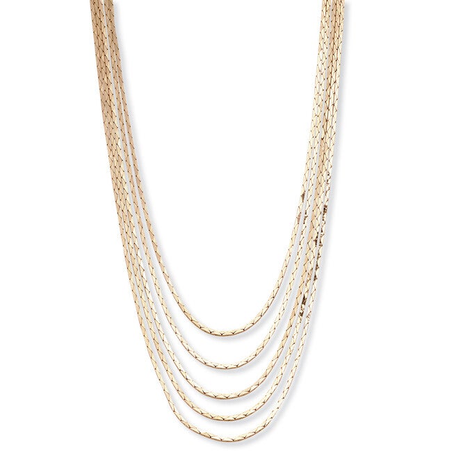 Multi-Strand Cobra-Link Waterfall Necklace in Yellow Goldtone 30 inches, , alternate image number null