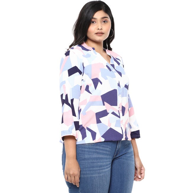 Graphic Design Stylish Casual Top, White / White, alternate image number null