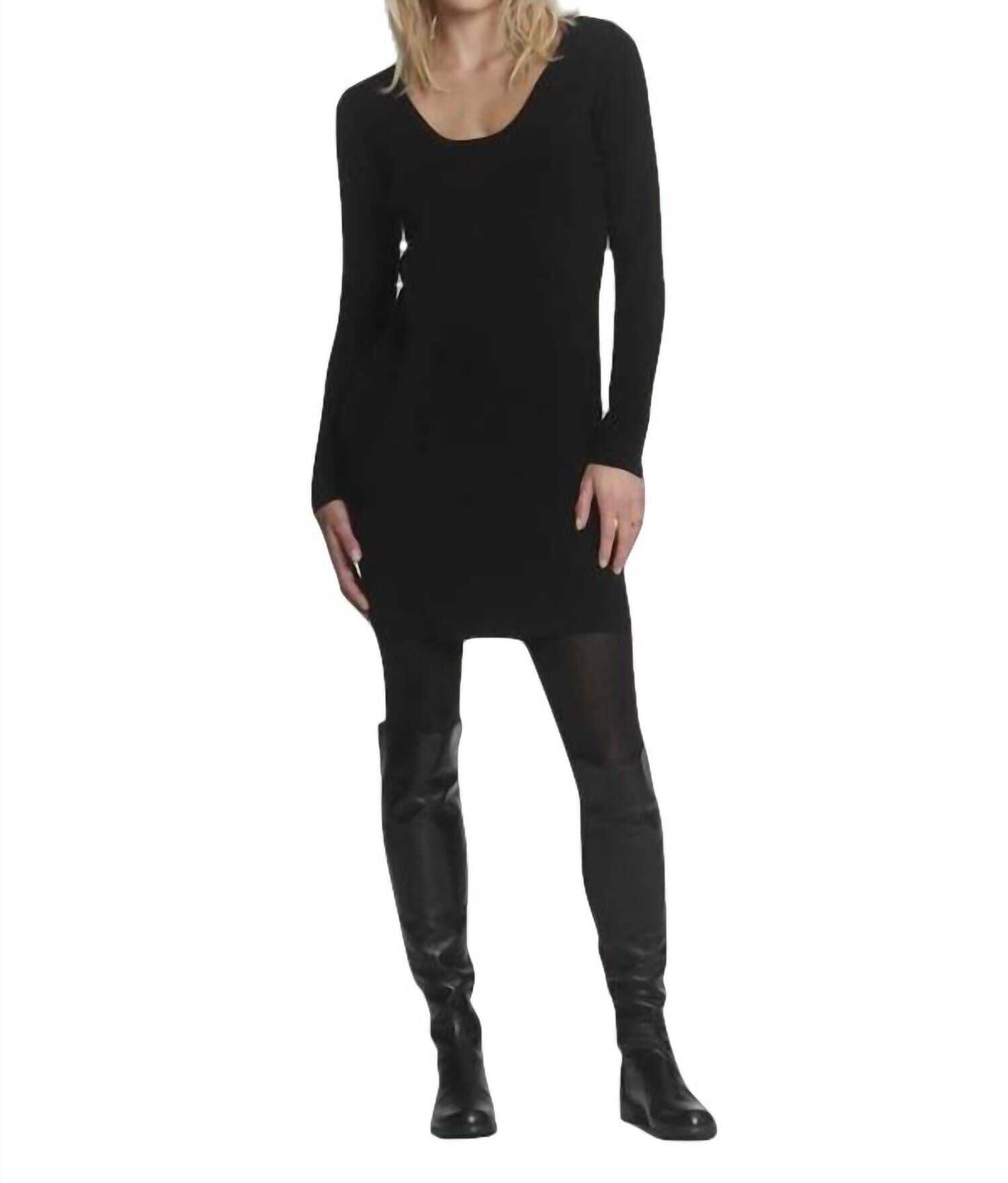 MORGAN KNIT DRESS IN BLACK/CHARCOAL, BlackCharcoal / Black, hi-res image number 0