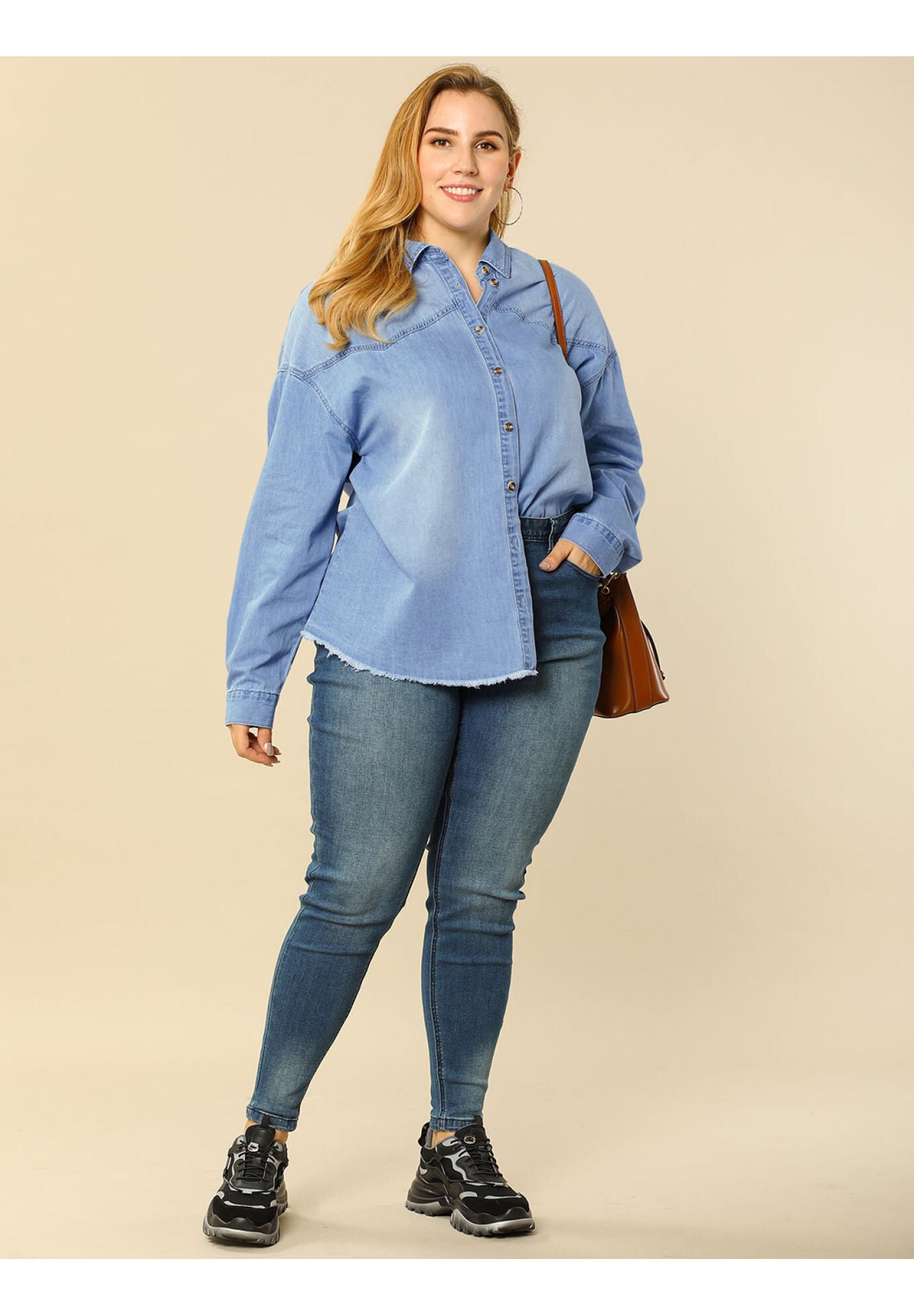 Button Down Shirt Cotton Denim Jacket, Light Blue / Light Blue, hi-res image number 0