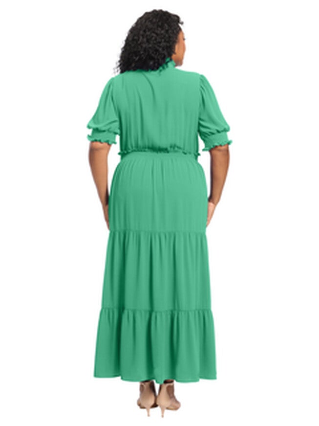 Maria Puff Sleeve Tiered Midi Dress, , alternate image number 2