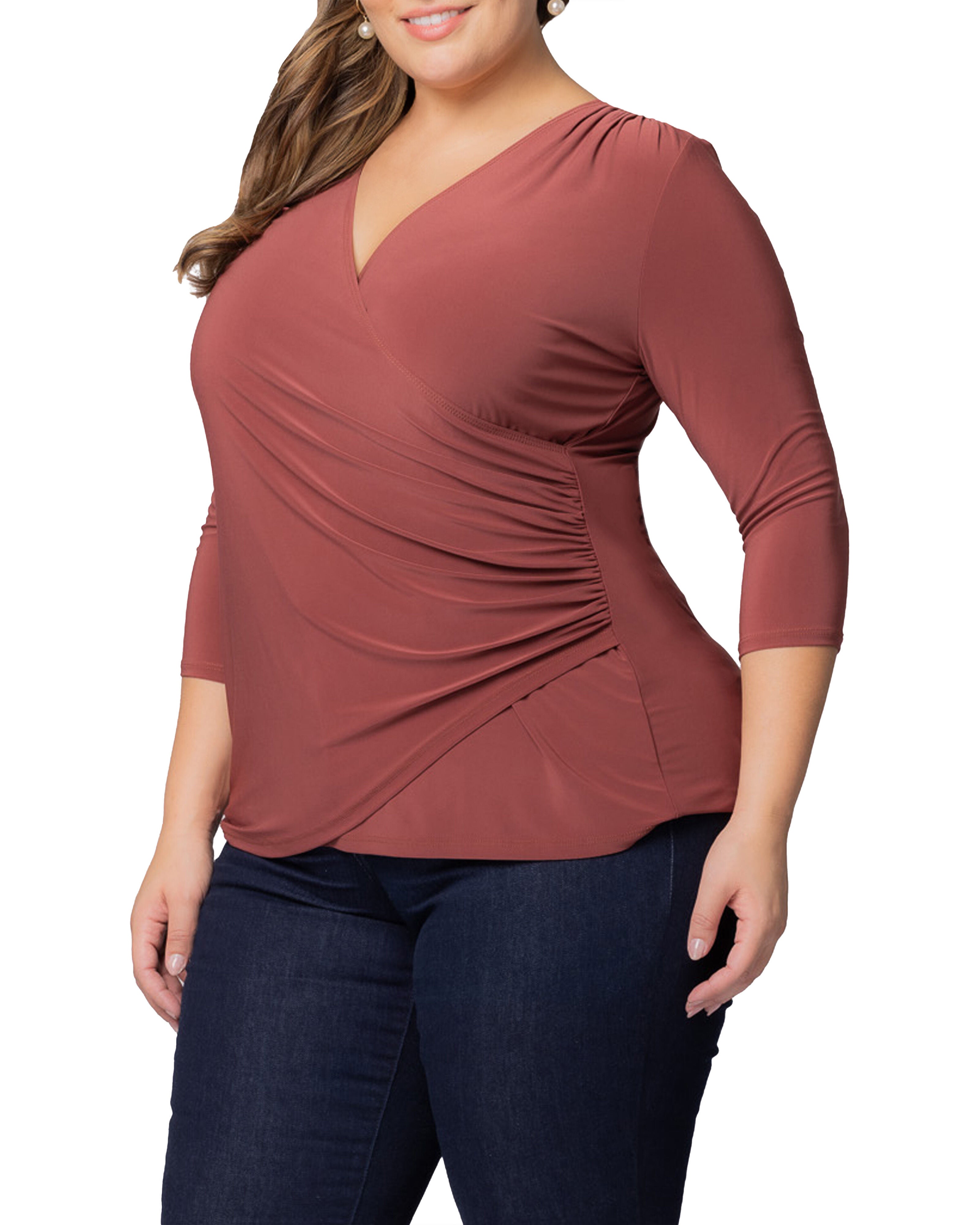 Femme Fatale Faux Wrap Top, MARSALA / Sienna, alternate image number 3