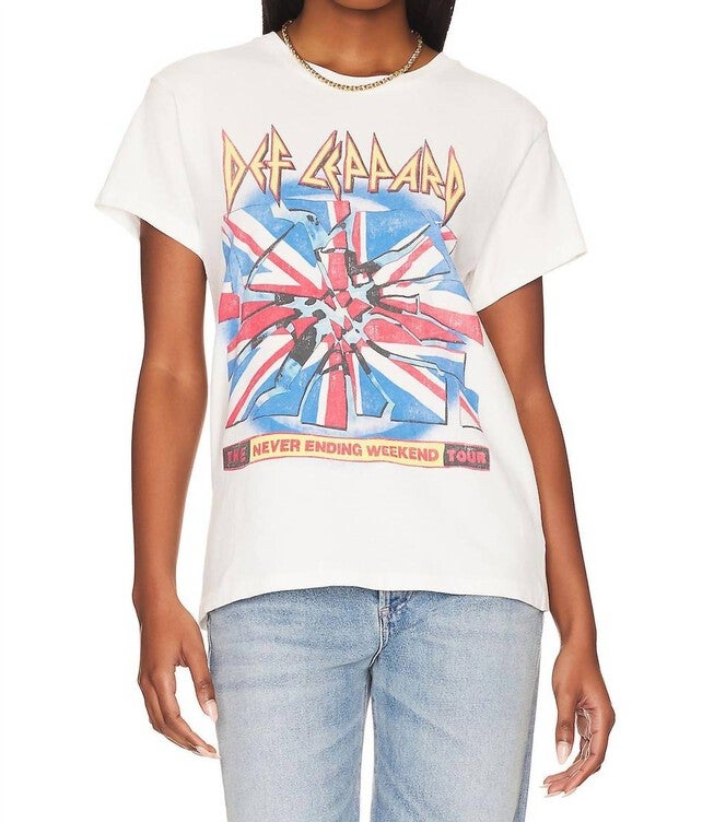 DEF LEPPARD 1993 NEVER ENDING WEEKEND TOUR TEE IN VINTAGE WHITE, Vintage White / White, hi-res image number 0