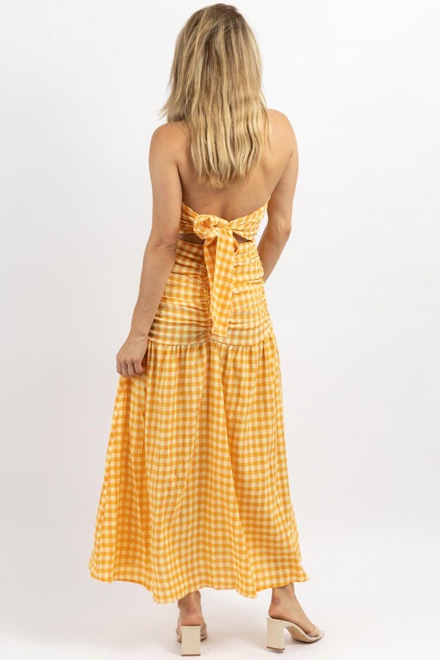 LOLITA GINGHAM SMOCK MAXI DRESS IN ORANGE, , alternate image number null