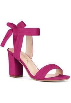 Open Toe Ankle Tie Back Chunky Heel Sandals