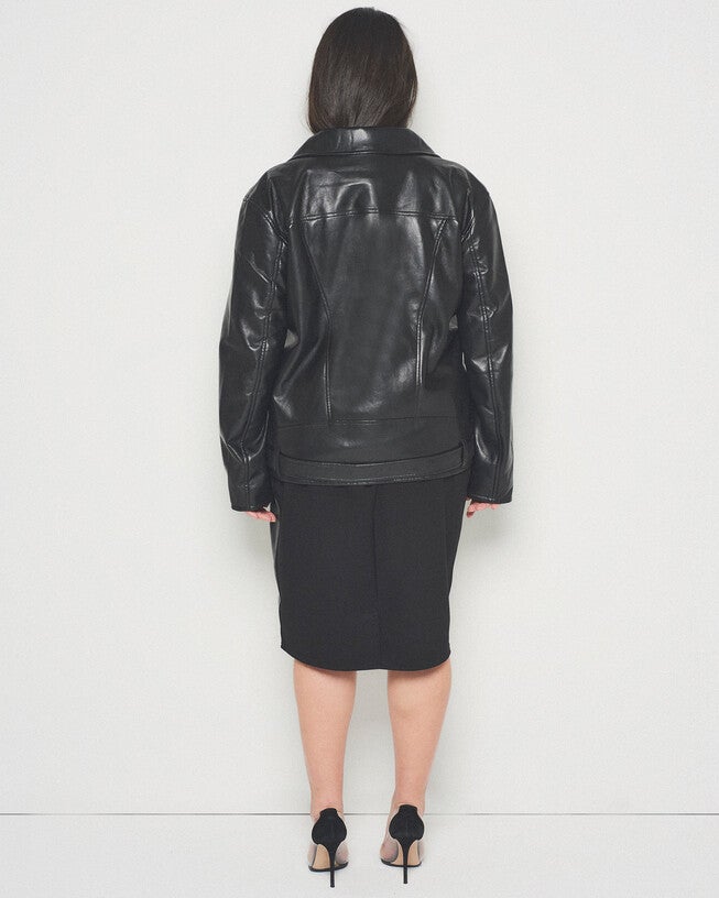 Brando Recycled Leather Boyfriend Jacket, , alternate image number null
