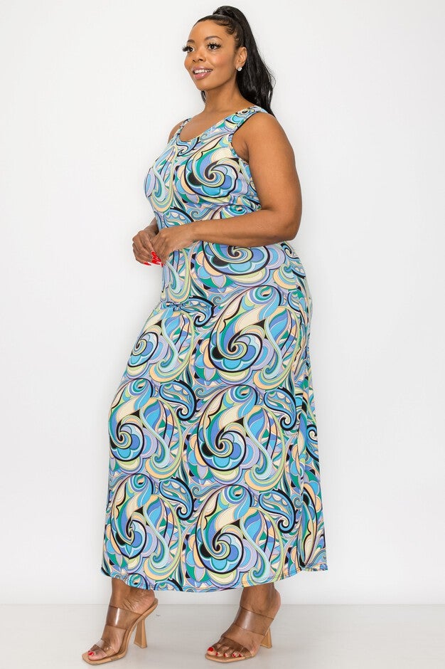 ARIES SLEEVELESS MAXI DRESS, BlueBlack / Azure Blue, alternate image number null