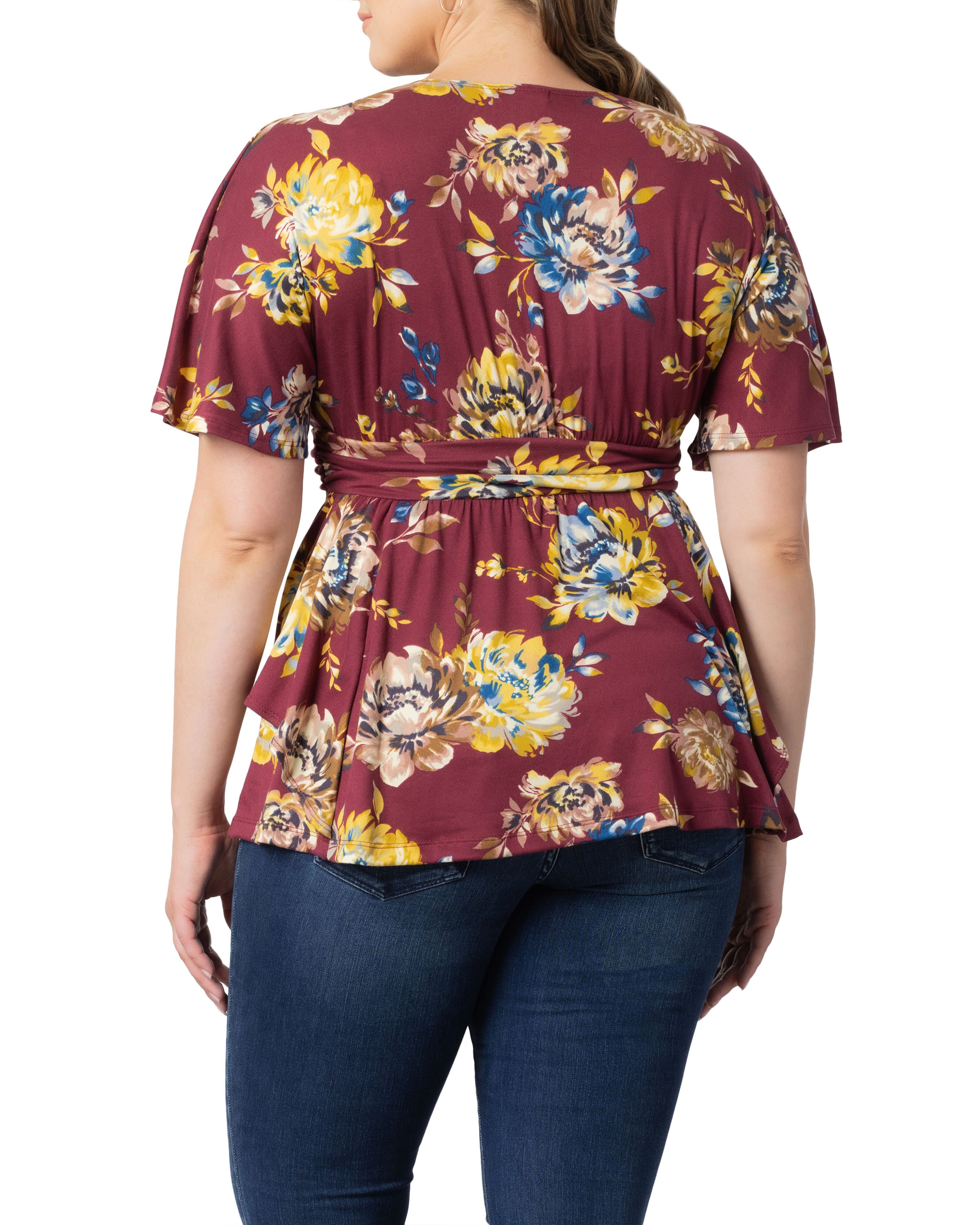 Encore Print Top, BORDEAUX BLOOMS / Burgundy, alternate image number 3