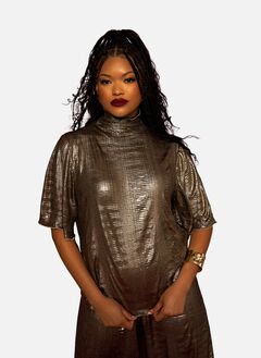 Joy Liquid Metal Oversized Top