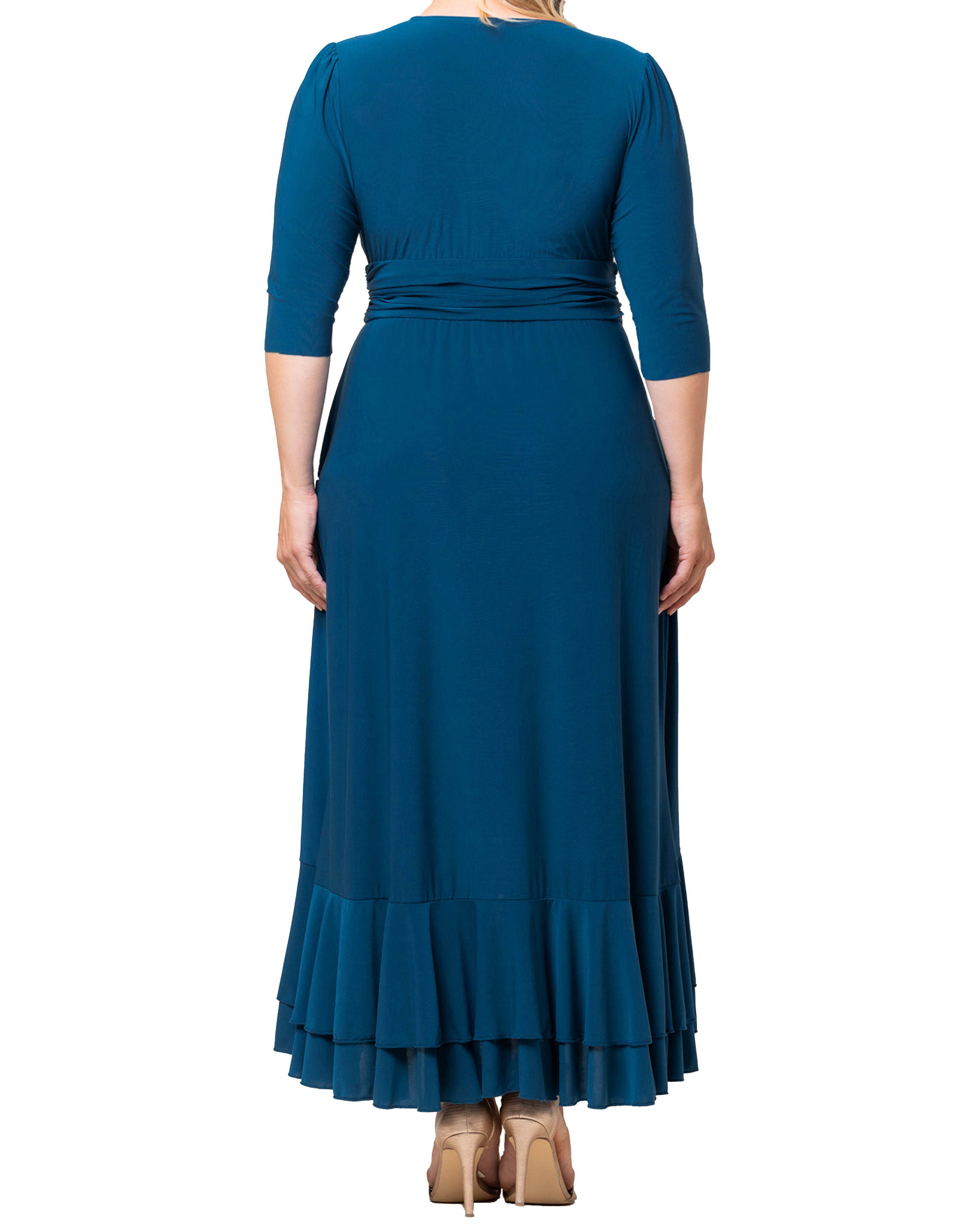 Veronica Ruffle Evening Gown, AEGEAN BLUE / Teal, alternate image number 1