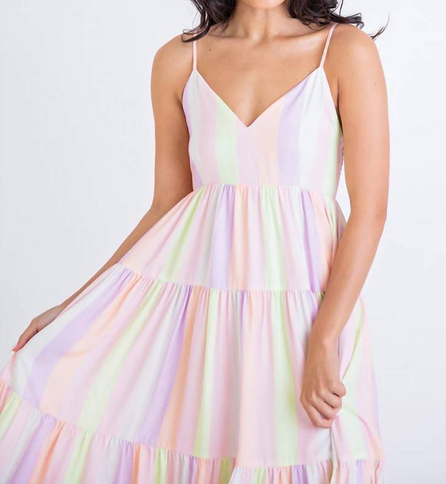 LOLA PASTEL TIERED MAXI DRESS IN MULTI COLOR, Multi Color / Purple, alternate image number 2