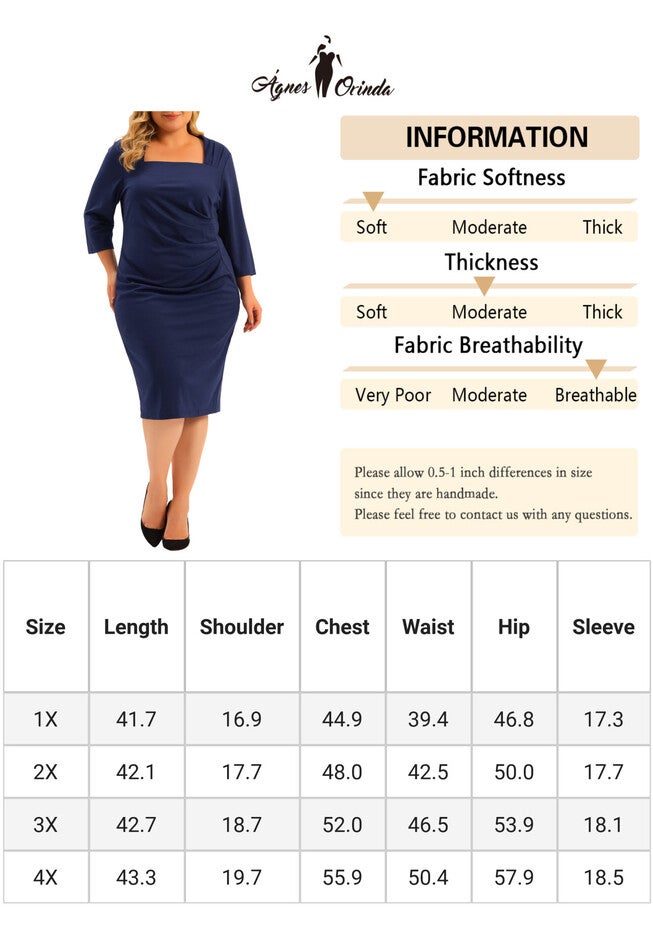 Square Neck Ruched Bodycon Sheath Dress, Royal Blue / Royal Blue, alternate image number 4