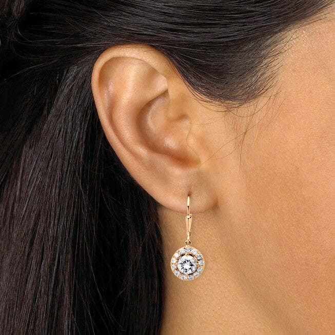 2.51 TCW Round Cubic Zirconia Halo Drop Earrings, , alternate image number 5