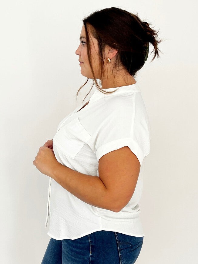 Palo Short Sleeve Button Down - White, White / White, alternate image number null