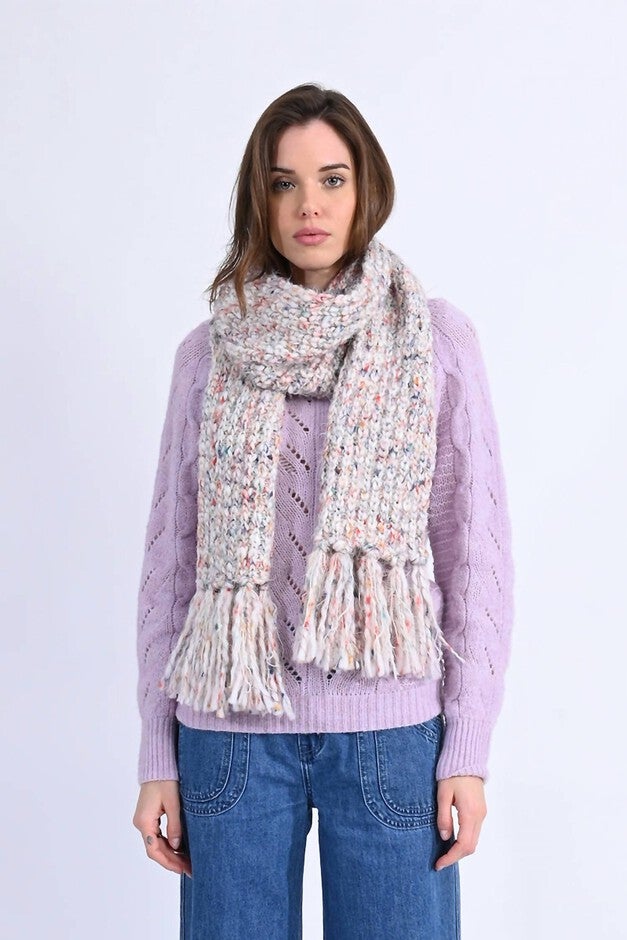 KNITTED SCARF WITH MOTTLED STITCH IN MULTICOLORED, , alternate image number null