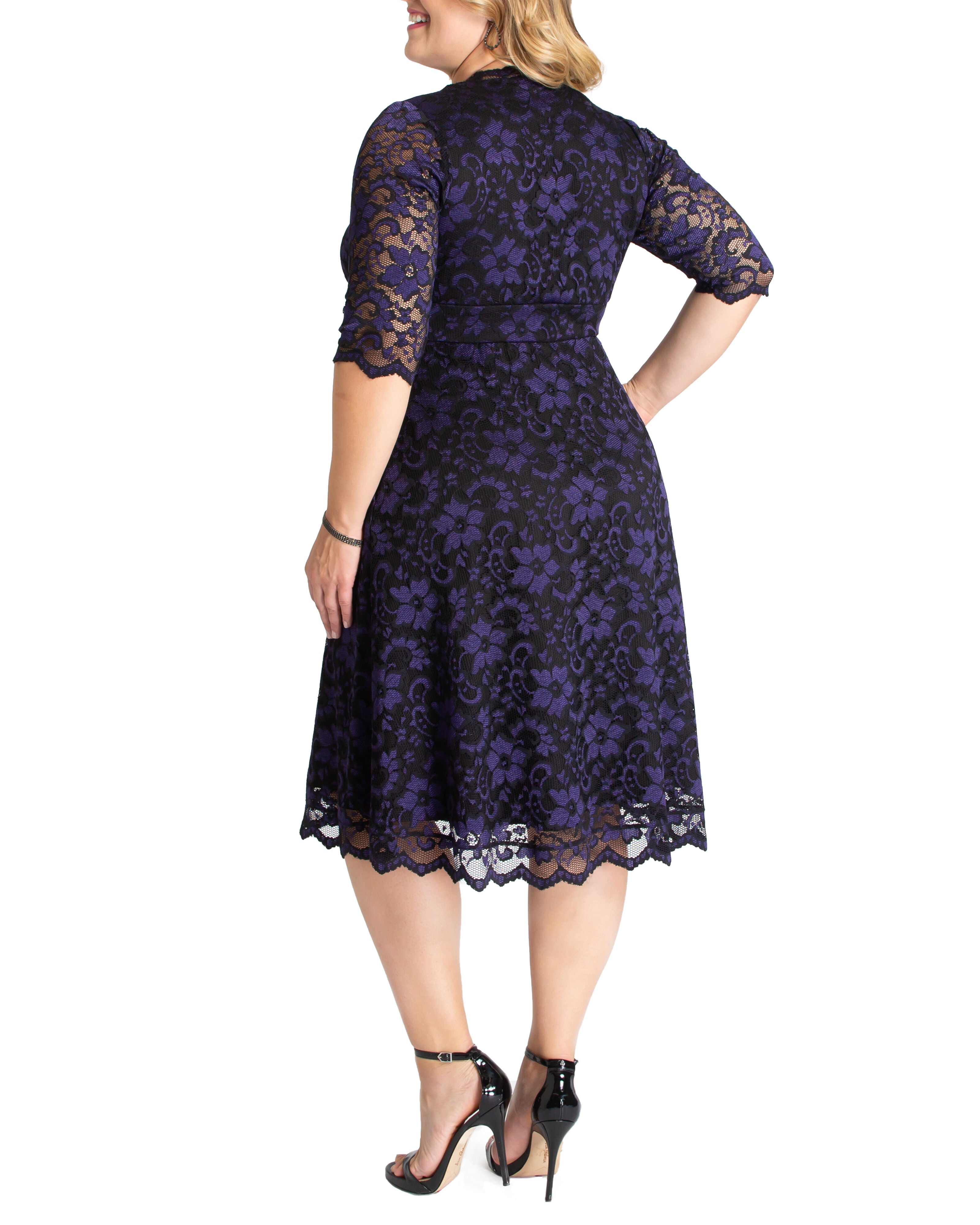 Mon Cherie Lace Dress, VIOLET NOIR / Black, alternate image number 3