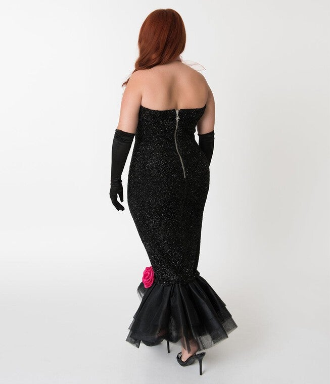 Barbie™ x Unique Vintage Black Solo In The Spotlight Strapless Wiggle Dress, , alternate image number null