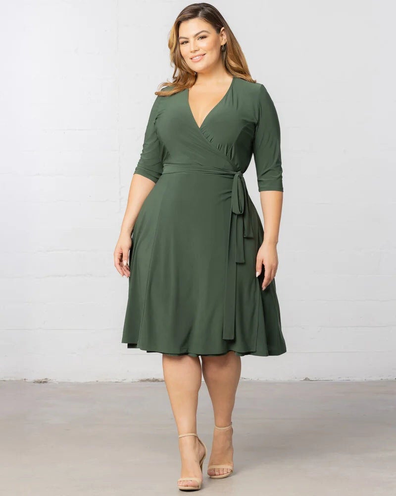 Essential Wrap Dress, OLIVE GREEN / Olive Green, hi-res image number 0