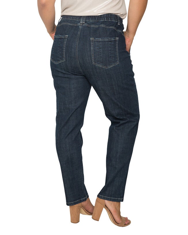 Plus Size Dina Elastic Waist High Rise Slim Straight Denim Jeans, , alternate image number 6