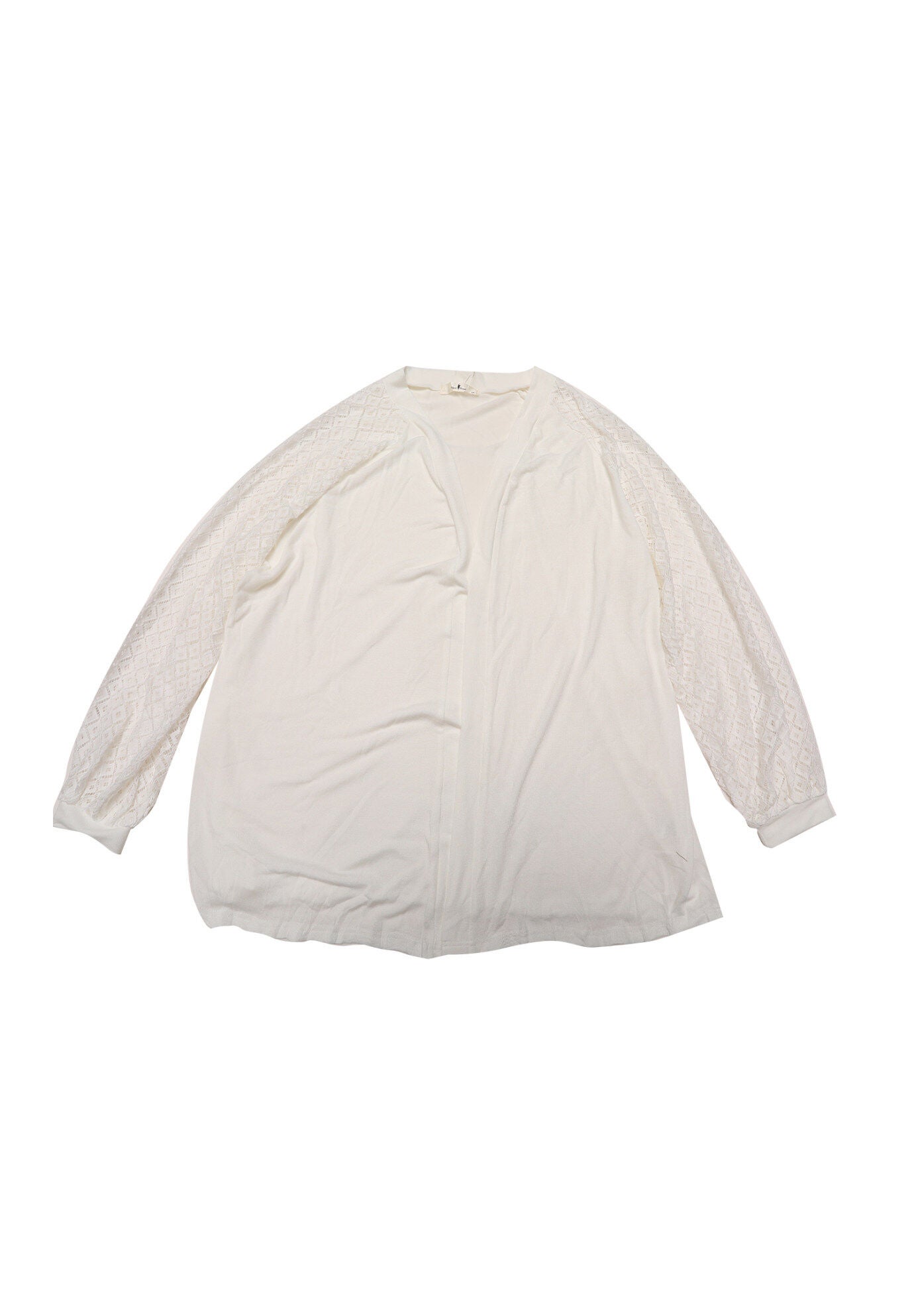 Open Front Lace Long Sleeve Knit Cardigans, White / White, hi-res image number 0