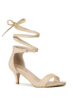 Open Toe Kitten Heel Lace Up Dress Sandals