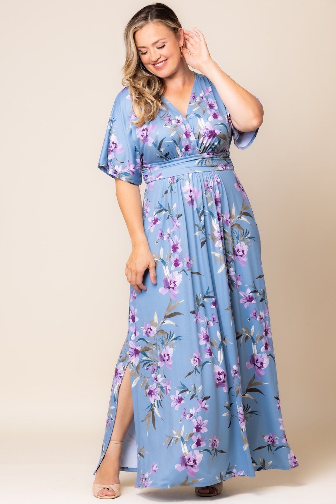 Vienna Maxi Dress, Dreamy Blue Florals / Azure Blue, alternate image number 4