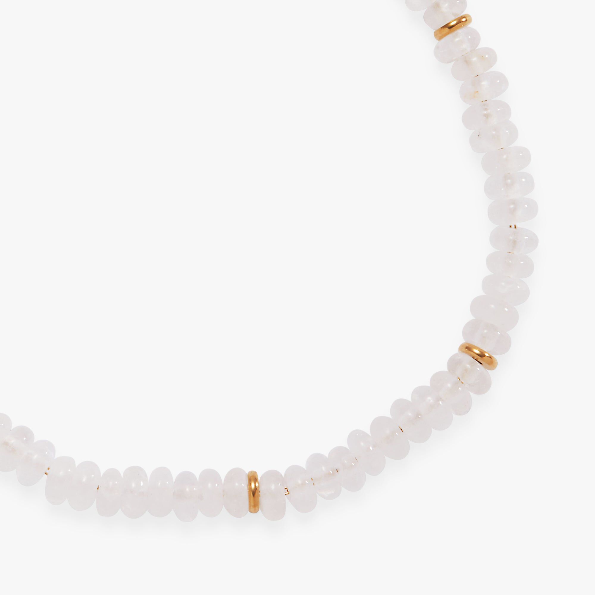 Clear Quartz Semi-Precious Beaded Anklet, Gold / Gold, alternate image number 1