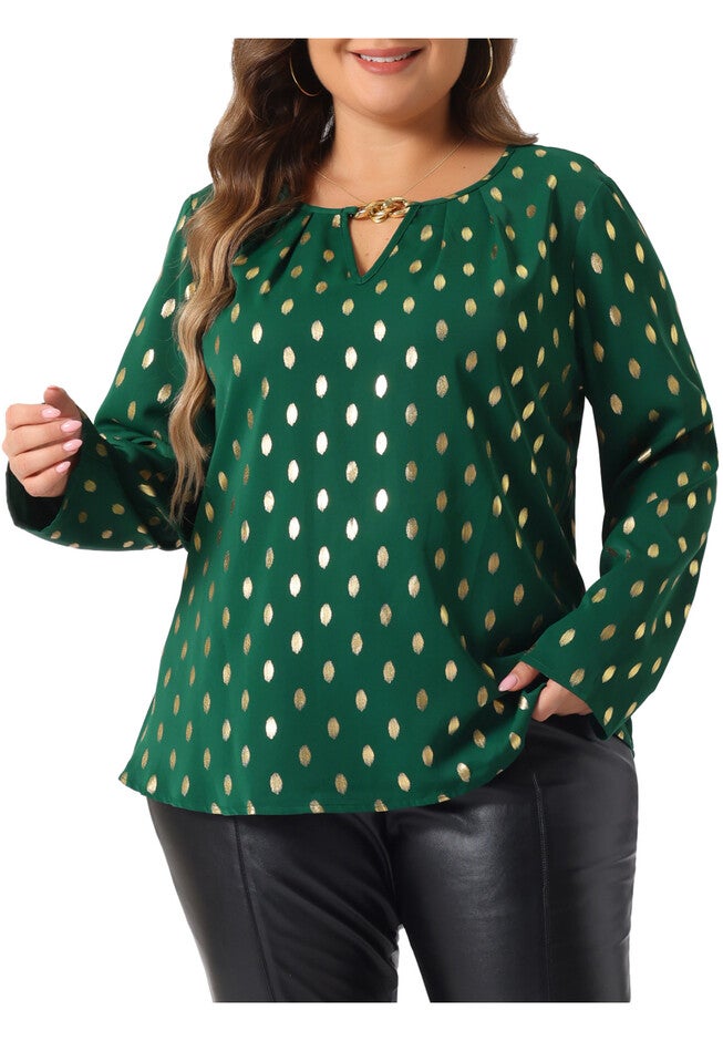 Metallic Shiny Dots Gilding Sparkly Top, Green / Kelly Green, alternate image number 1
