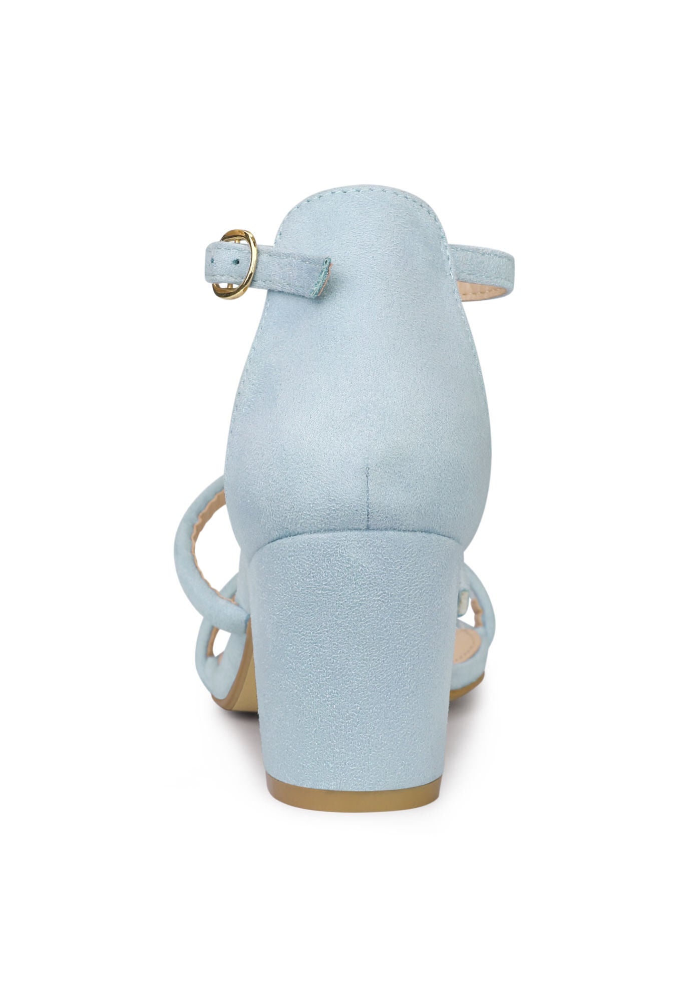 Open Toe Strappy Chunky Heels Sandals, Sky Blue / Azure Blue, alternate image number 2