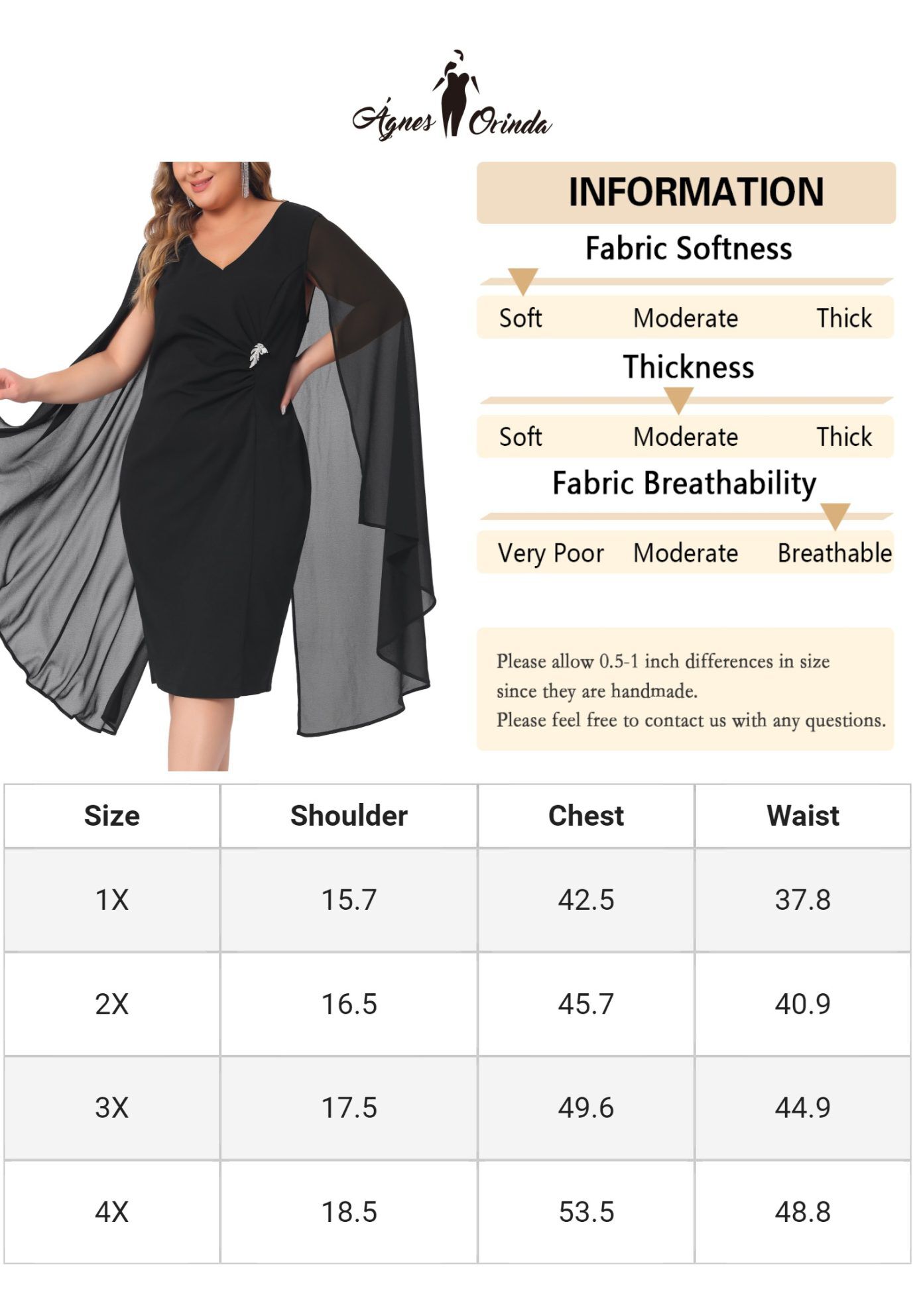 Chiffon Cape Sleeve Bodycon Pencil Cocktail Dress, Black / Black, alternate image number 4