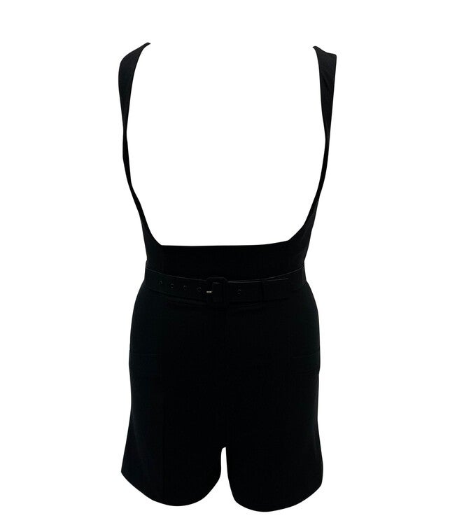 Unique Vintage Black Belted Suspender Shorts, Black / Black, hi-res image number 0