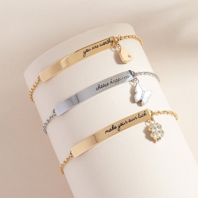 "Make Your Own Luck" Inline Bracelet, Gold / Gold, alternate image number 3