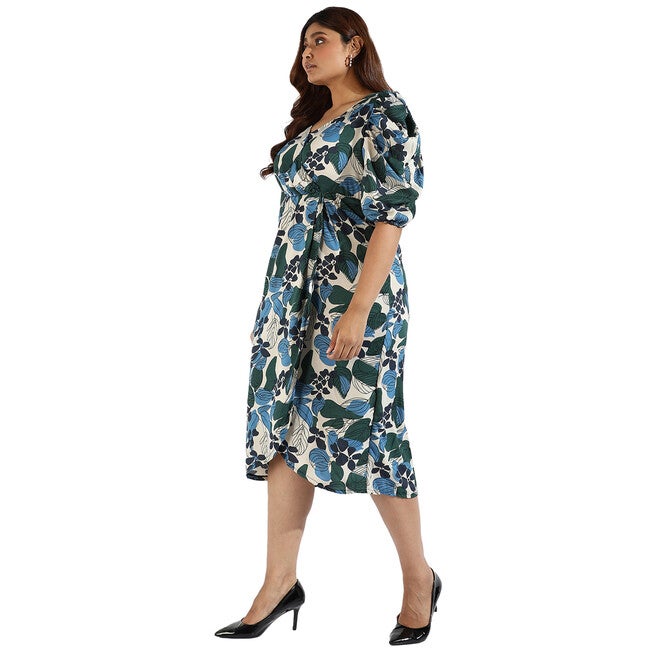Women Floral Design Casual Dress, Navy / Navy, alternate image number null