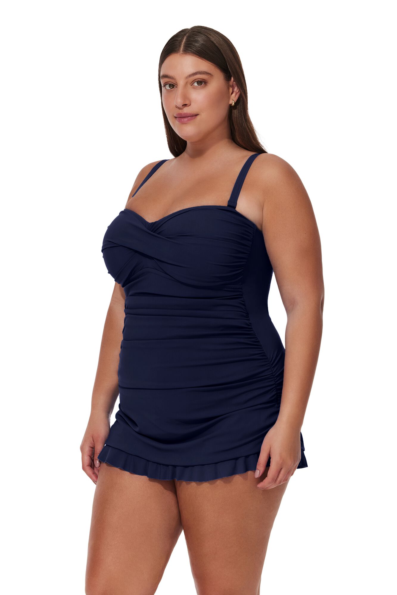 Tutti Frutti Plus Size Bandeau Swimdress, Navy / Navy, alternate image number 2