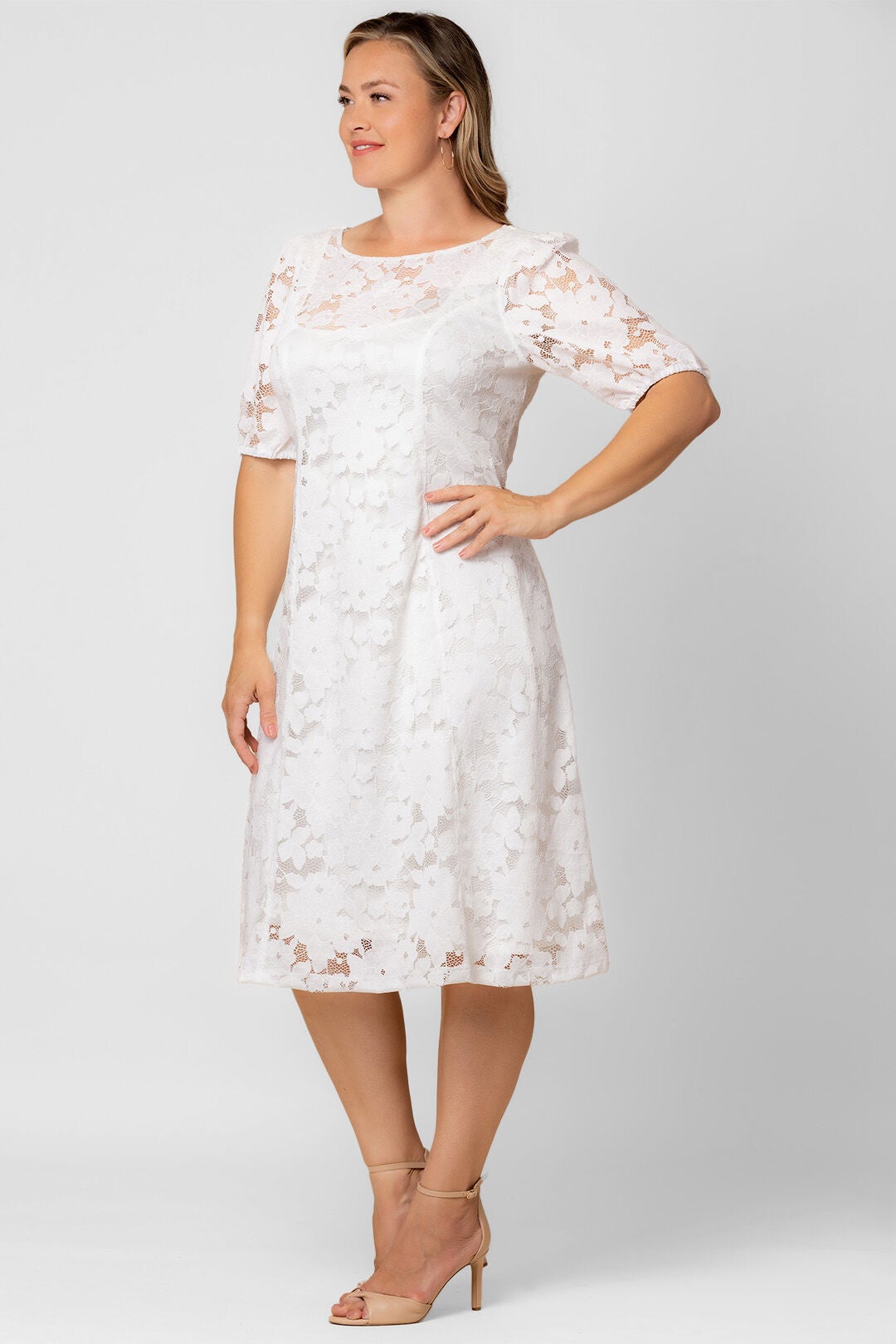 Emma Lace Shift Dress, White / White, alternate image number 3