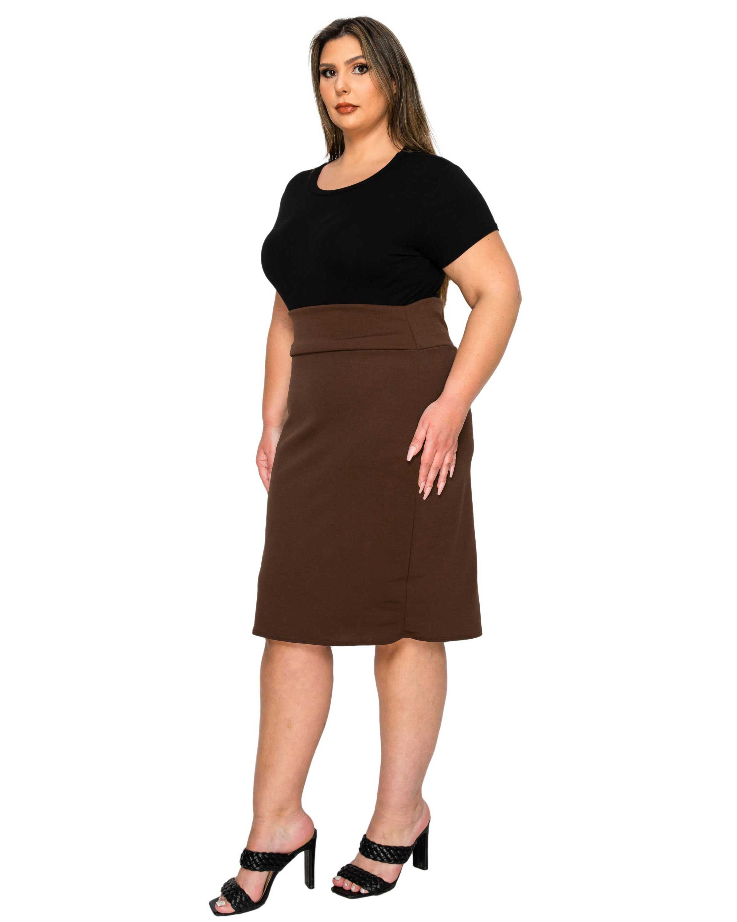 MOLLY PENCIL SKIRT, Brown / Brown, alternate image number 1
