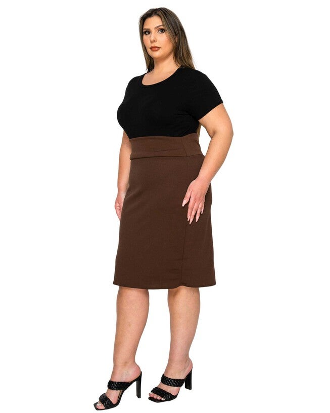 MOLLY PENCIL SKIRT, Brown / Brown, alternate image number 1