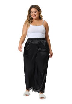 SATIN LACE ELASTIC WAIST LOUNGE PANTS