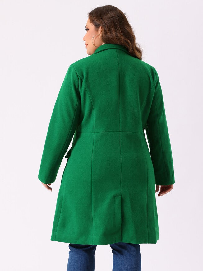 NOTCH LAPEL DOUBLE BREASTED PEA TRENCH COAT, Green / Kelly Green, alternate image number 3