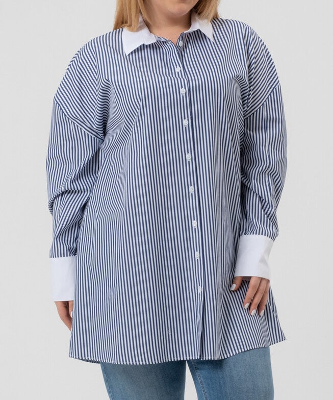Justine Blouse, Navy Stripes / Navy, alternate image number null